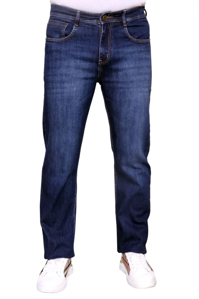 Men's Regular Fit Dark Indigo Stretch Jeans - Mid Rise 