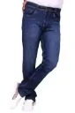 Men’s Regular Fit Classic Indigo Stretch Denim Jeans - Mid Rise 