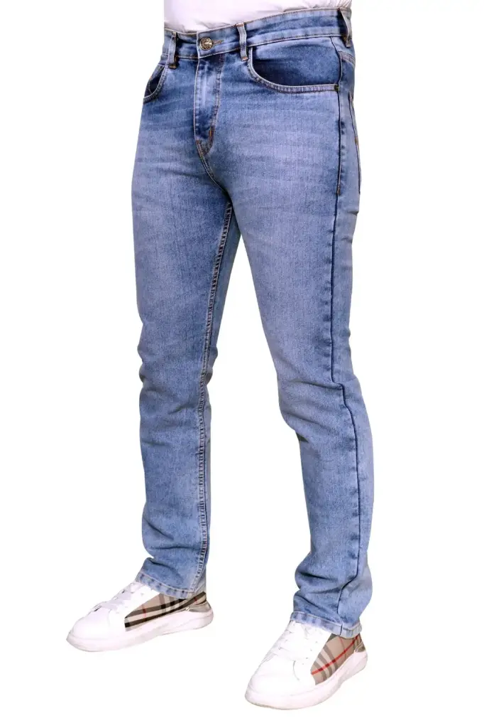 Men’s Regular Fit Light Washed Blue Denim Jeans - Mid Rise
