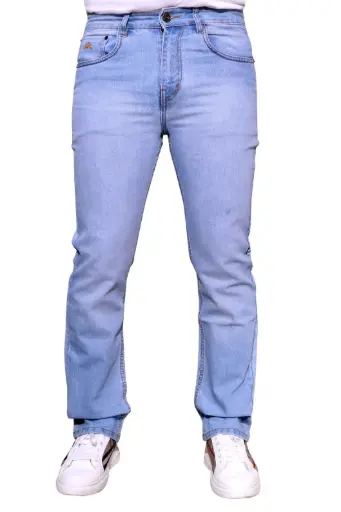 Men's Regular Fit Ice Blue Denim Jeans - Mid Rise
